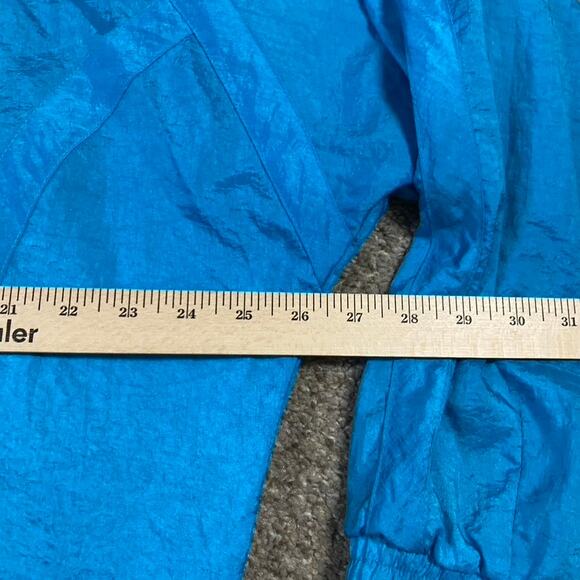 VTG Nike Jacket Womens M Windbreaker Aqua Blue 90s Grey Tag Nylon Retro - Picture 5 of 7